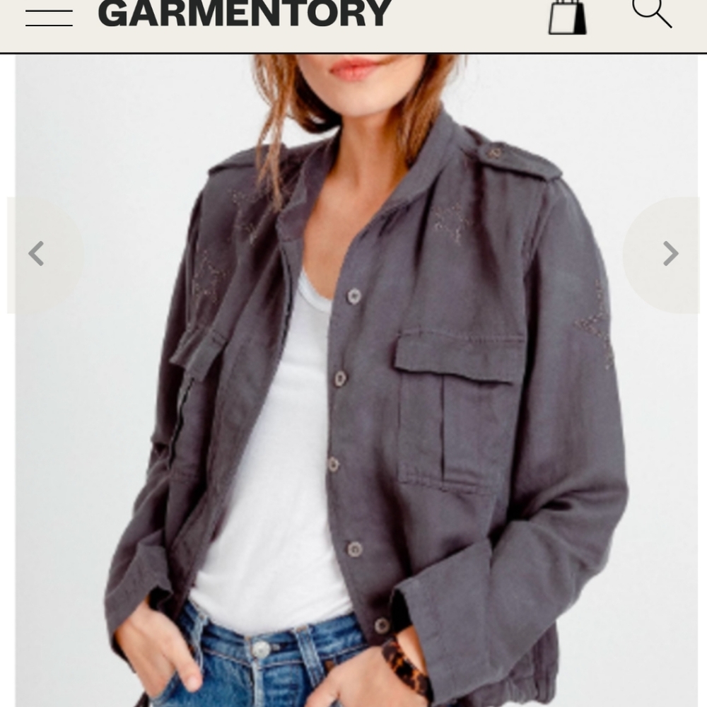 SOLD Rails Rowen Military Jacket In Dark Grey Star Embroidery Tencel Spring Lin